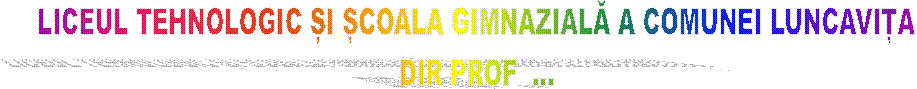 LICEUL TEHNOLOGIC ȘI ȘCOALA GIMNAZIALĂ A COMUNEI LUNCAVIȚA
DIR PROF  ...