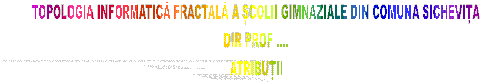 TOPOLOGIA INFORMATICĂ FRACTALĂ A ȘCOLII GIMNAZIALE DIN COMUNA SICHEVIȚA
DIR PROF ....
ATRIBUȚII