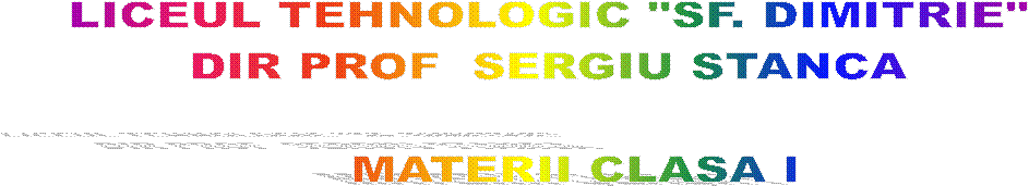 LICEUL TEHNOLOGIC "SF. DIMITRIE"
DIR PROF  SERGIU STANCA

   MATERII CLASA I